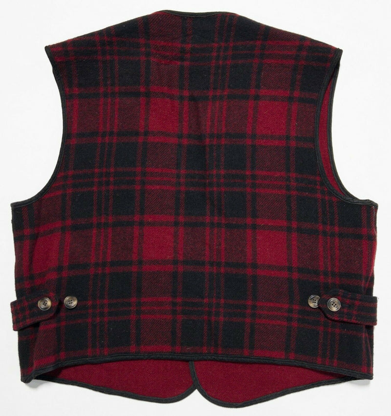 Vintage 80s Woolrich Men's Large Red Plaid Knit Wool Blend 3-Button Sweater Vest