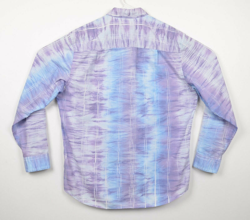 Jhane Barnes Men's Medium Purple Blue Textured Ombre Party Button-Front Shirt