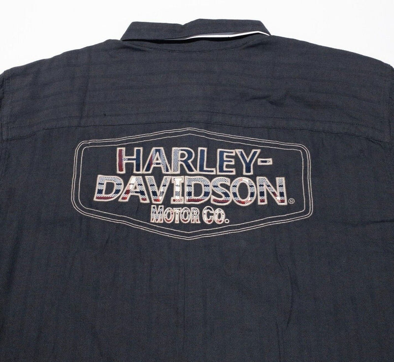 Harley-Davidson Shirt 4XL Men's Gray Embroidered Logo Biker Woven Long Sleeve