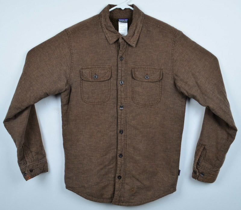 Patagonia Men's Small Hemp Blend Sherpa Lined Brown Cormac Shirt Jacket