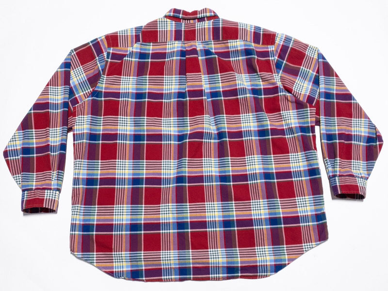 Polo Ralph Lauren Shirt Men's 2XB Big Plaid Button-Down Red Blue Long Sleeve