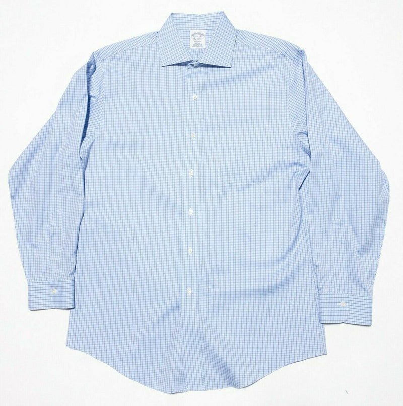 Brooks Brothers Regent Dress Shirt Blue Check Spread Non-Iron Men's 15.5-33