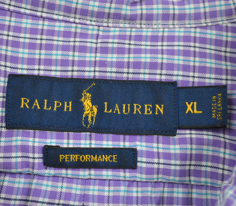 Polo Ralph Lauren Performance Men's Sz XL Polyester Elastane Purple Plaid Shirt