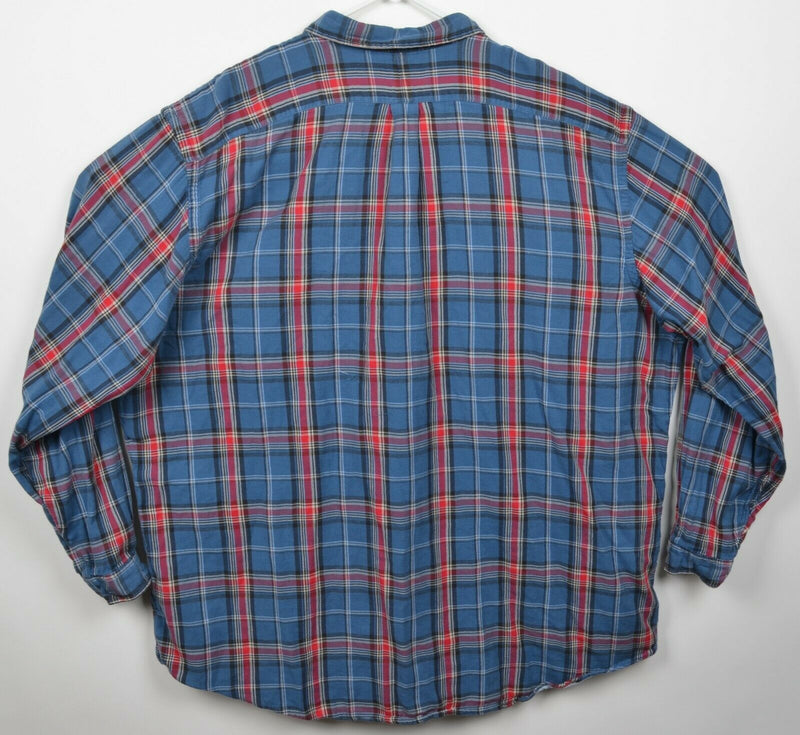 Polo Ralph Lauren Men's 4XLT Blue Red Plaid Double-Layer Flannel Button Shirt