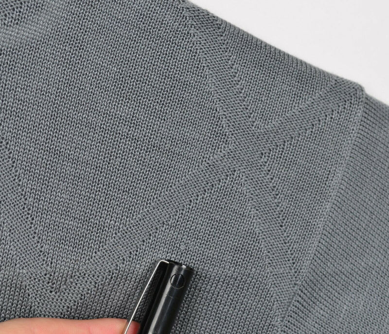 Genelli Men's XL Silk Blend Gray Argyle Diamond Gray Long Sleeve Sweater