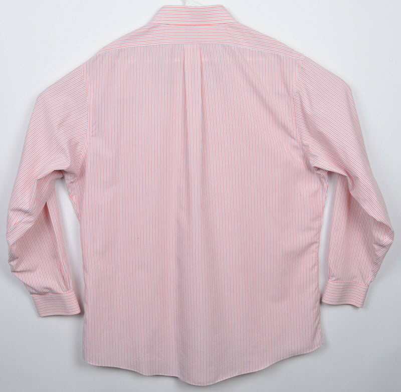 Brooks Brothers Men's 17.5-35 (XL) Orange Striped Non-Iron Regent Dress Shirt