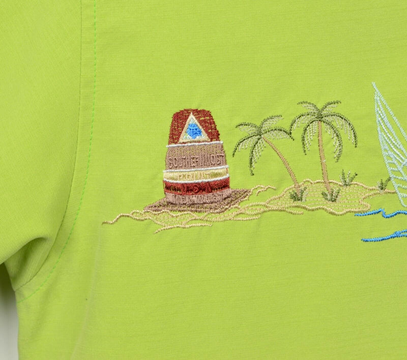 Bamboo Cay Men's Sz XL Modal Blend Embroidered Key West Green Hawaiian Shirt