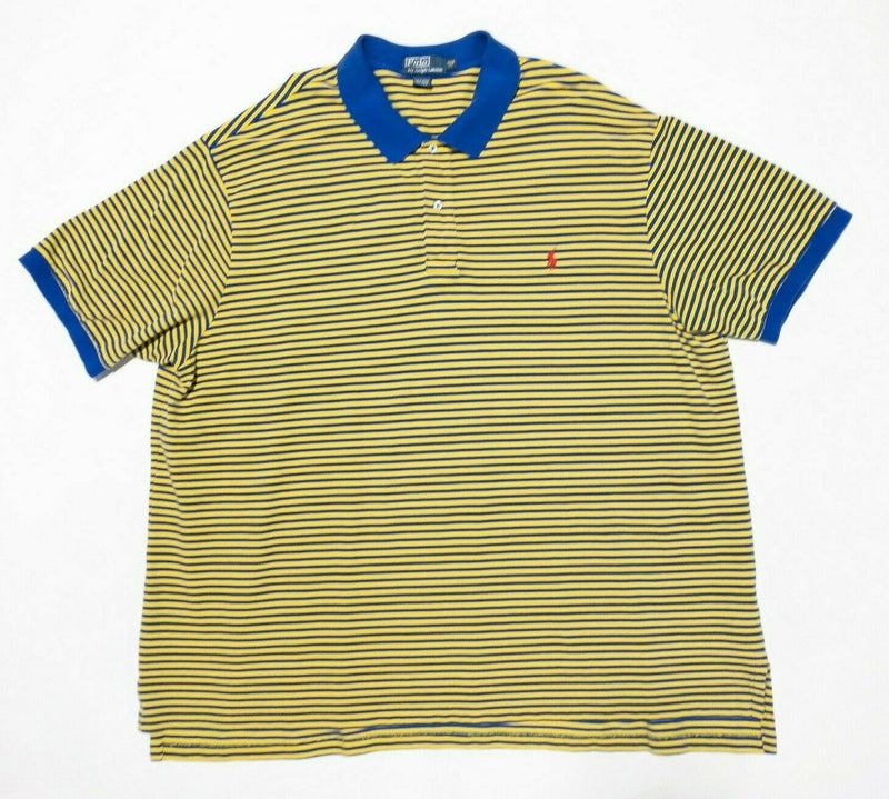 Polo Ralph Lauren 4XB Big & Tall Men's Polo Shirt Blue Yellow Striped 4XL Big