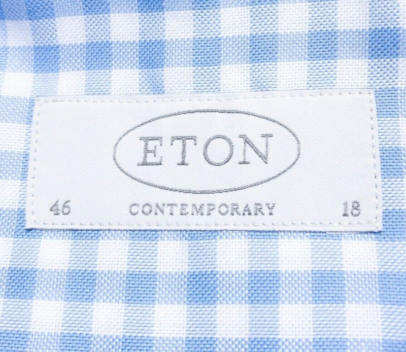Eton Dress Shirt 18/46 Contemporary Men's Blue White Check Button-Down Classic