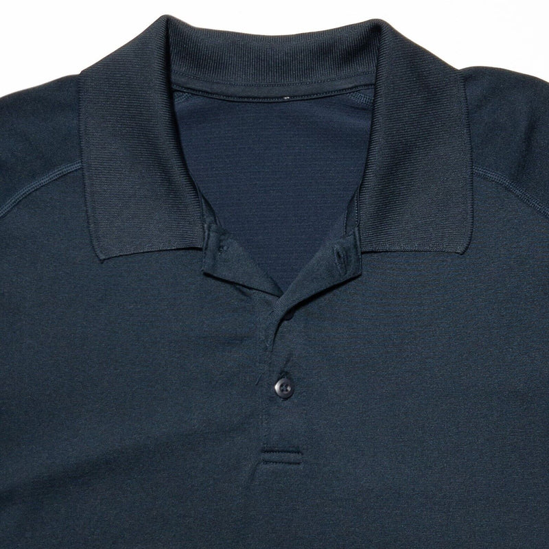 Lululemon Polo Large Men's Shirt Solid Navy Blue Athleisure Wicking Metal Vent