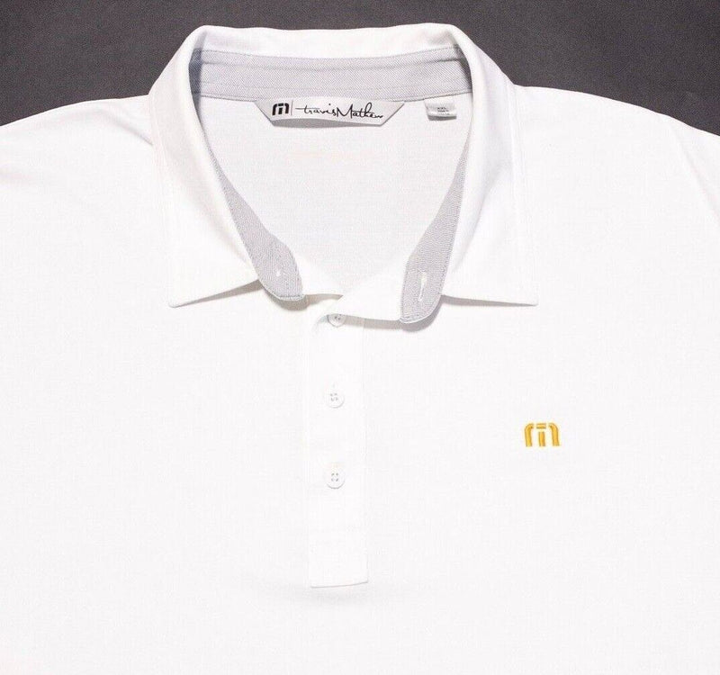 Travis Mathew XXL Polo Men's Golf Shirt Solid White Cotton Polyester Blend