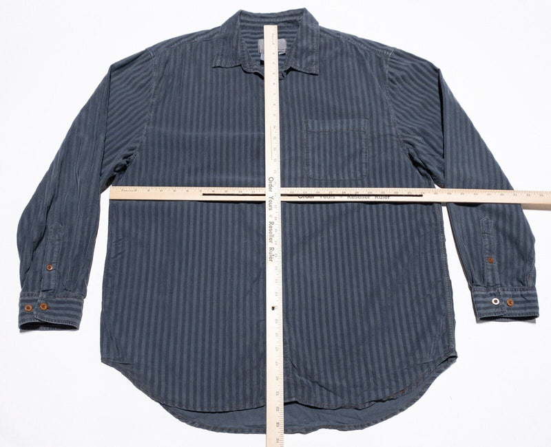 The Territory Ahead Corduroy Shirt Mens XL Long Sleeve Striped Vintage Gray/Blue