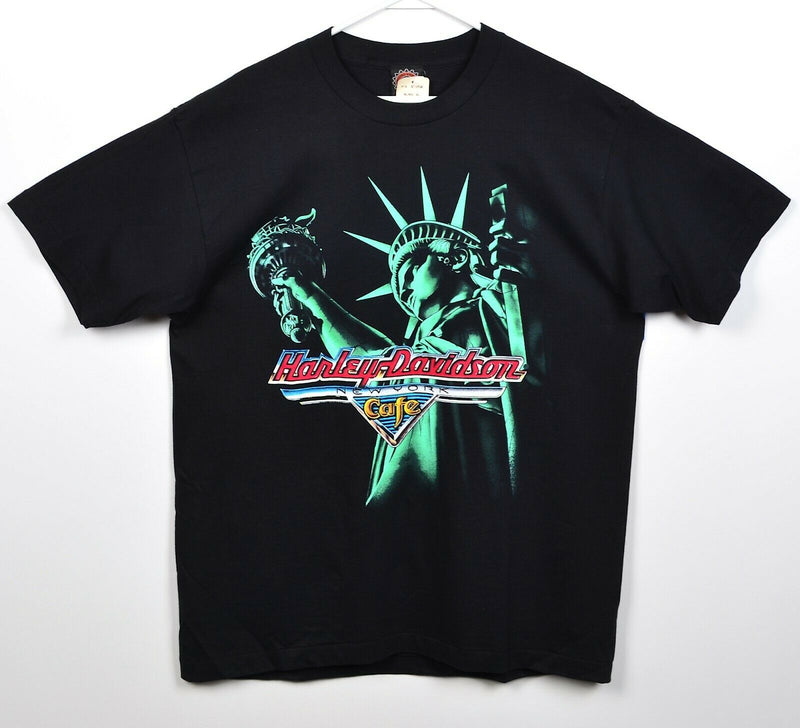 Vintage 90s Harley-Davidson Men's XL Statue of Liberty Cafe New York NYC T-Shirt
