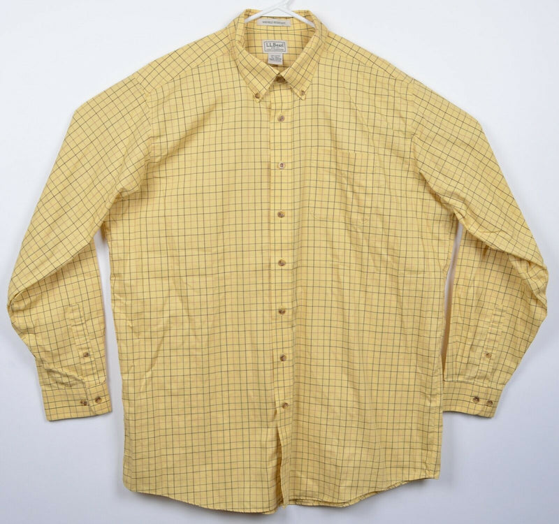 L.L. Bean Men's XLT Wrinkle Resistant Yellow Plaid Twill Sport Button-Down Shirt