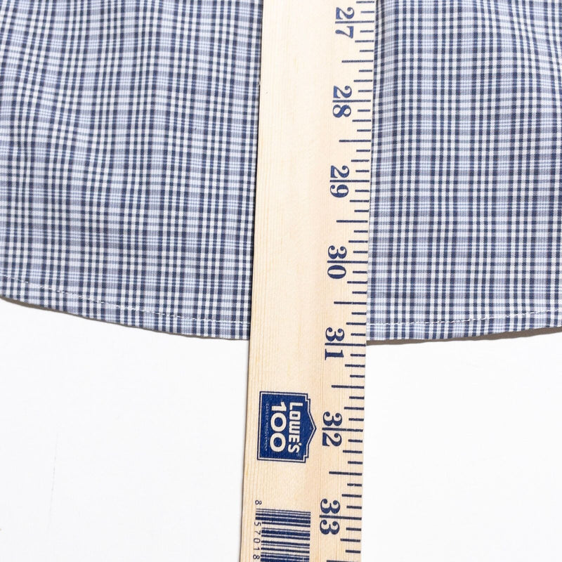 Eton Dress Shirt Men's 15.5/39 Contemporary Blue Plaid Long Sleeve Point Collar