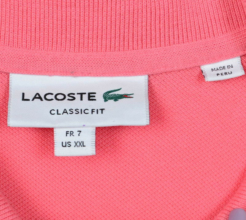 Lacoste Men's 7/2XL Classic Fit Solid Pink Alligator Logo Polo Shirt