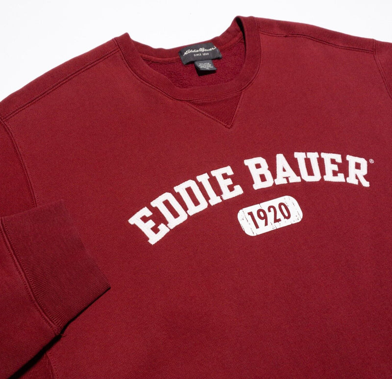 Vintage Eddie Bauer Sweatshirt Men's XL Crewneck 90s Pullover Red Spell Out 1920