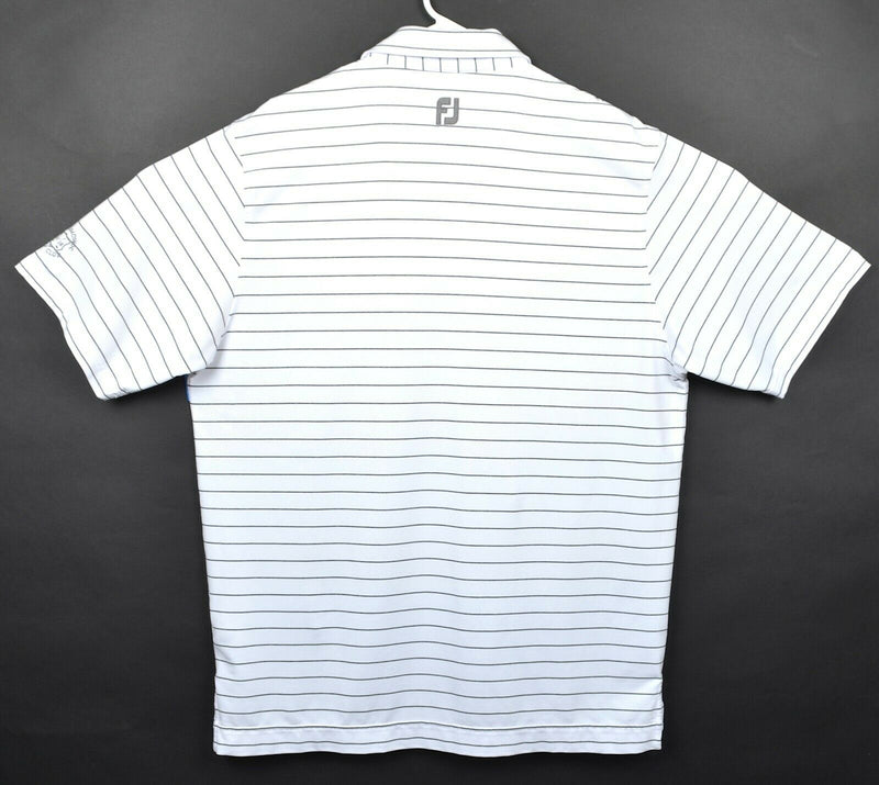 FootJoy Men's Sz Large White Striped FJ Performance Golf Polo Shirt Oconomowoc