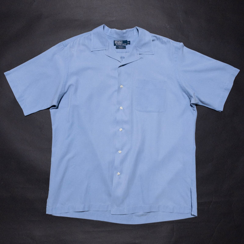 Polo Ralph Lauren Silk Loop Collar Shirt Men's Large Vintage 90s Caldwell Camp