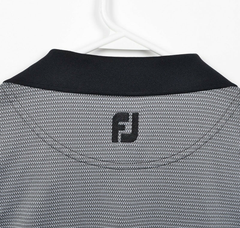 FootJoy Men's XL Gray Black Geometric FJ Golf Wicking Performance Polo Shirt