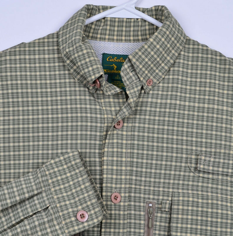 Cabela's Guidewear Men's Small Regular Vented Green Plaid Fishing Shirt