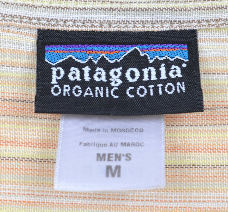 Patagonia Men's Sz Medium Organic Cotton Yellow Striped Short Sleeve Shirt