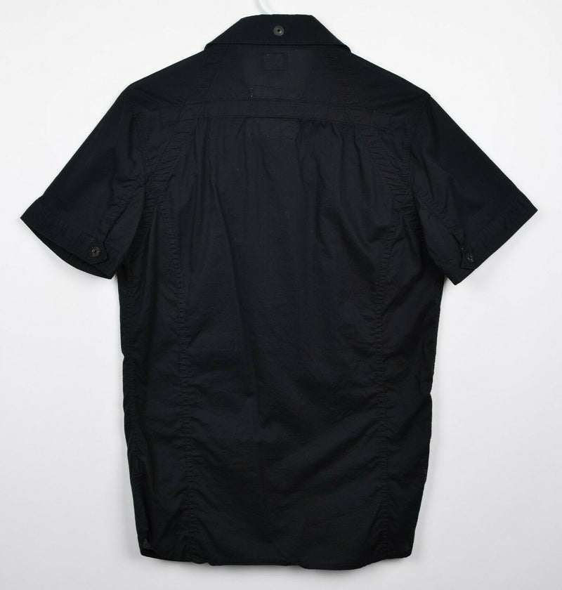 G-Star Raw Men's Sz Large Snap-Front Black Short Sleeve Graphic Shirt