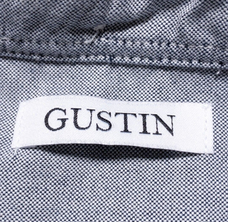 Gustin Shirt Men's Large Long Sleeve Button-Down Oxford Solid Gray Made in USA