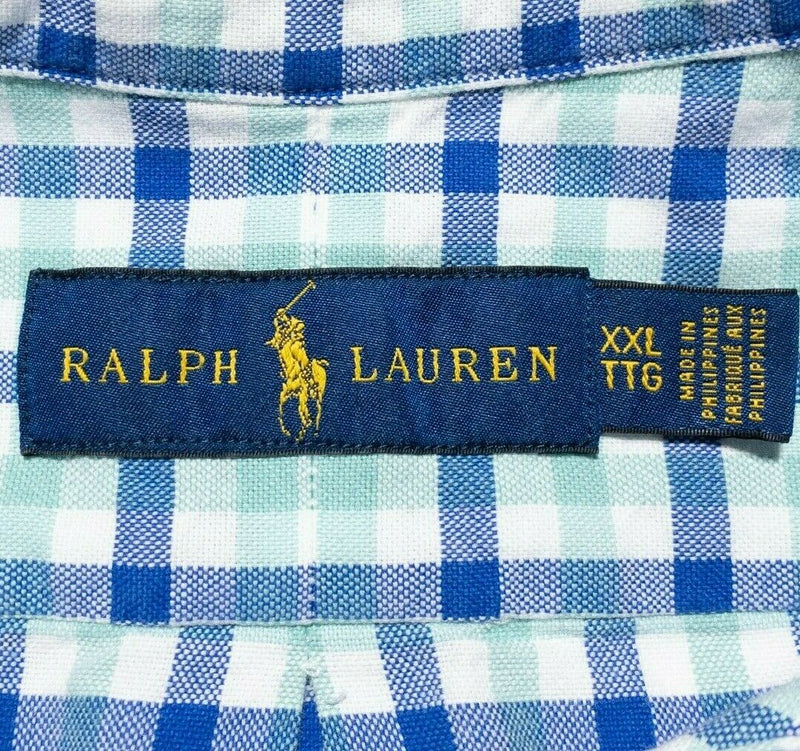 Polo Ralph Lauren Men's 2XL Long Sleeve Shirt Green Blue Check Button-Down