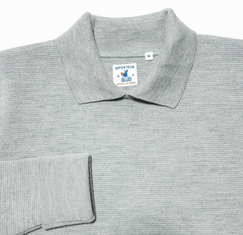 Arpenteur Heavy Wool Collared Pullover Sweater Gray Made in France Men's Medium