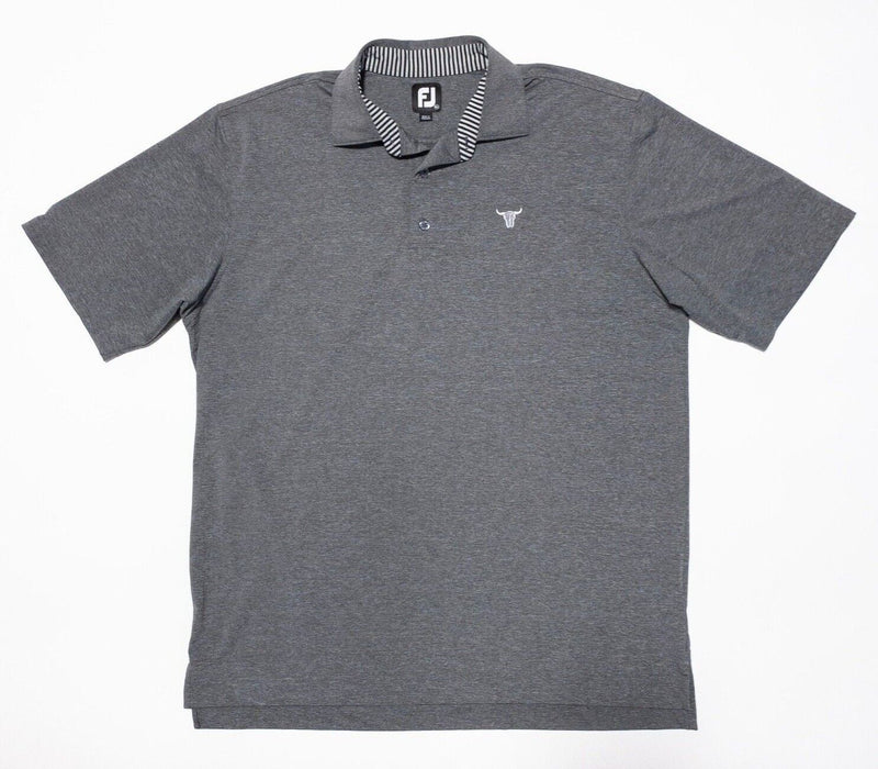 FootJoy Golf Shirt XL Men's Polo Heather Gray Wicking Ox Skull Logo Performance