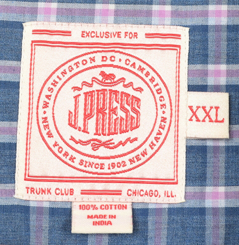 J. Press Men's Sz 2XL Blue Pink Plaid Trunk Club Long Sleeve Button-Down Shirt
