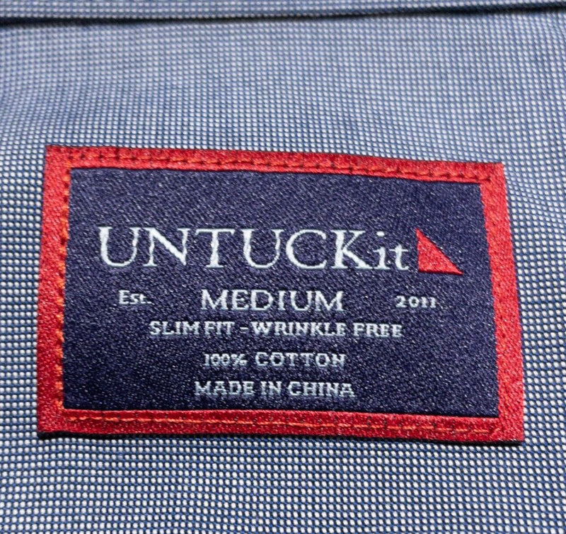 UNTUCKit Shirt Men's Medium Slim Fit Wrinkle Free Blue Button-Up Business Casual