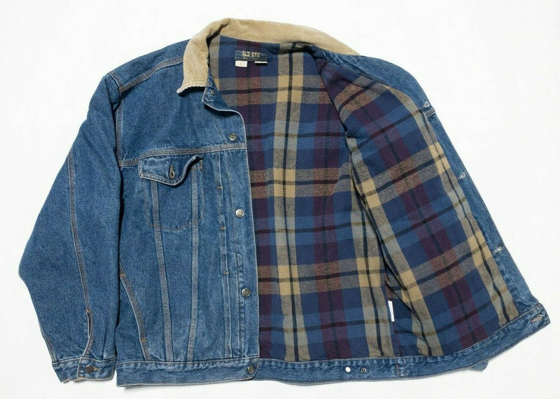 Old Rye Denim Flannel Lined Trucker Jacket Vintage Made in Canada Men's Large