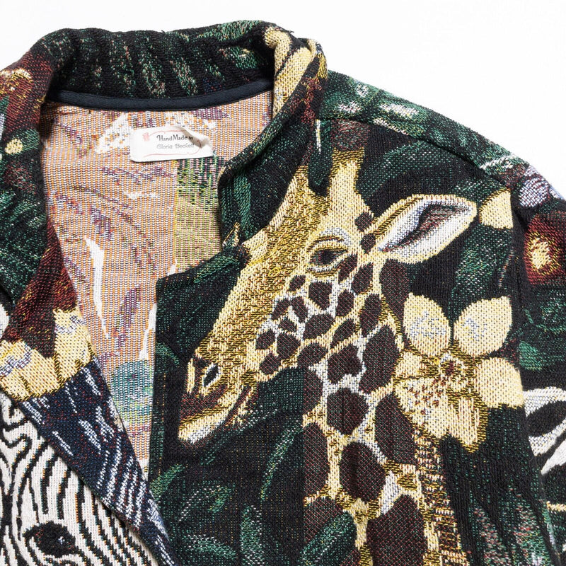 Vintage Tapestry Jacket Women's Fit Large Animals Zoo Tiger Zebra Giraffe 90s