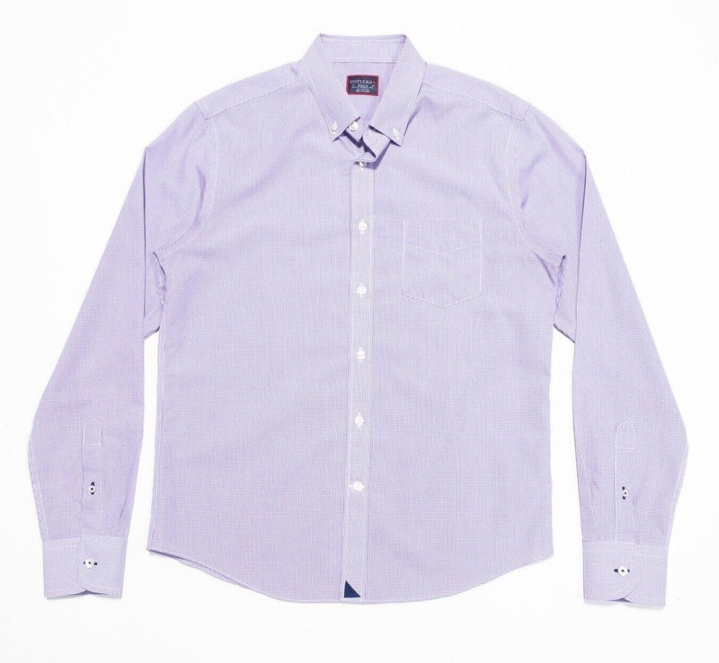 UNTUCKit Medium Slim Fit Men's Shirt Purple Micro-Check Wrinkle Free Long Sleeve