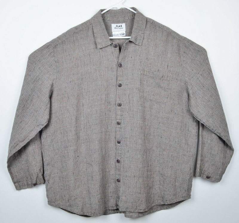 Flax by Jeanne Engelhart Men's Sz Large 100% Linen Brown Shirt