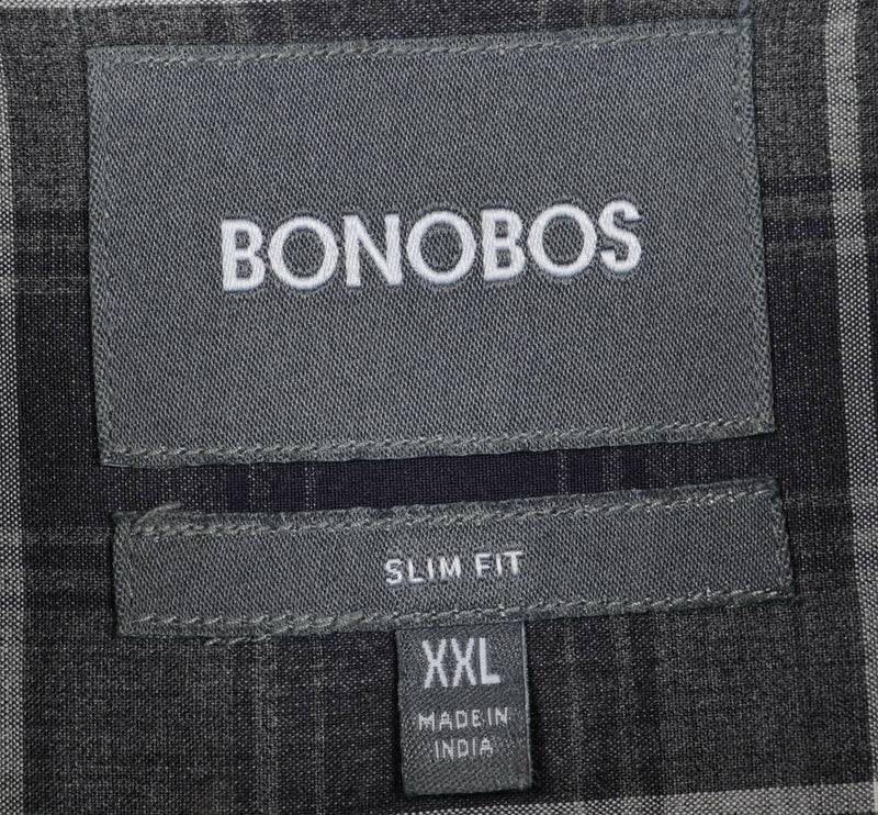 Bonobos Men's 2XL Slim Fit Gray Tartan Plaid Button-Down Flannel Shirt