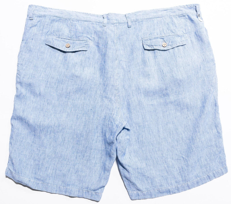 Tommy Bahama Linen Shorts Men's 46 Blue Striped Breathable Vacation Beach