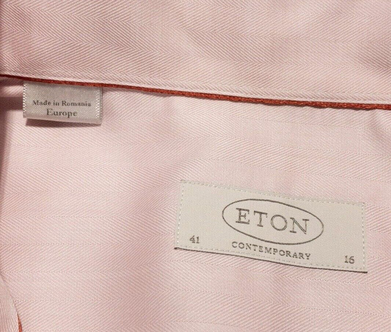 Eton 16 41 Contemporary Men's Dress Shirt Solid Light Pink Spread Collar