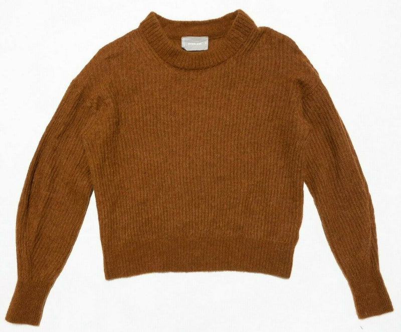 Everlane Alpaca Wool Sweater Rib Knit Crewneck Pullover Brown Women's Medium