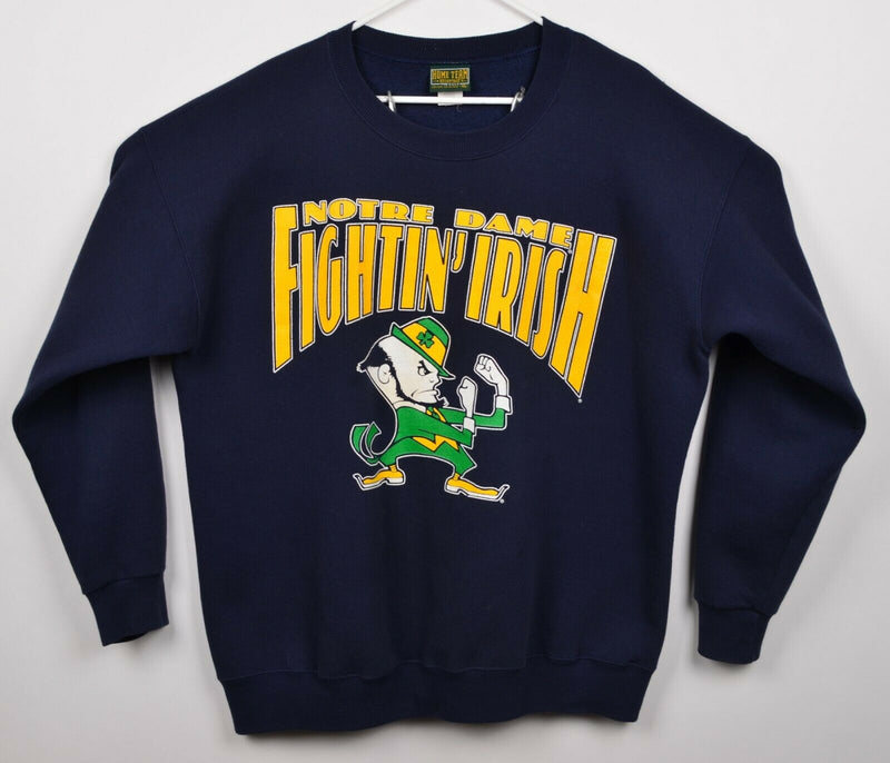 Vtg 90s Notre Dame Men's Sz XL Fightin' Irish Navy Blue Graphic 50/50 Sweatshirt