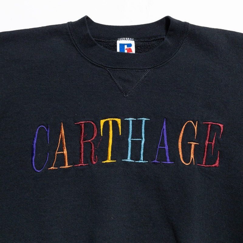 Carthage College Sweatshirt Mens Large Russell Athletic 90s Colorful Embroidered