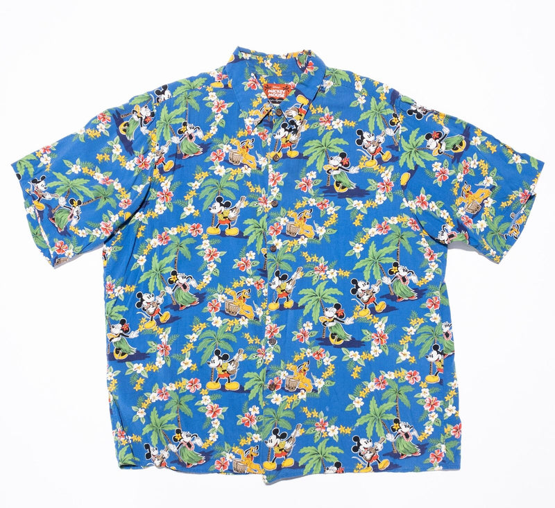 Reyn Spooner Hawaiian Shirt Disney Men's XL Mickey Mouse Goofy Rayon Vintage