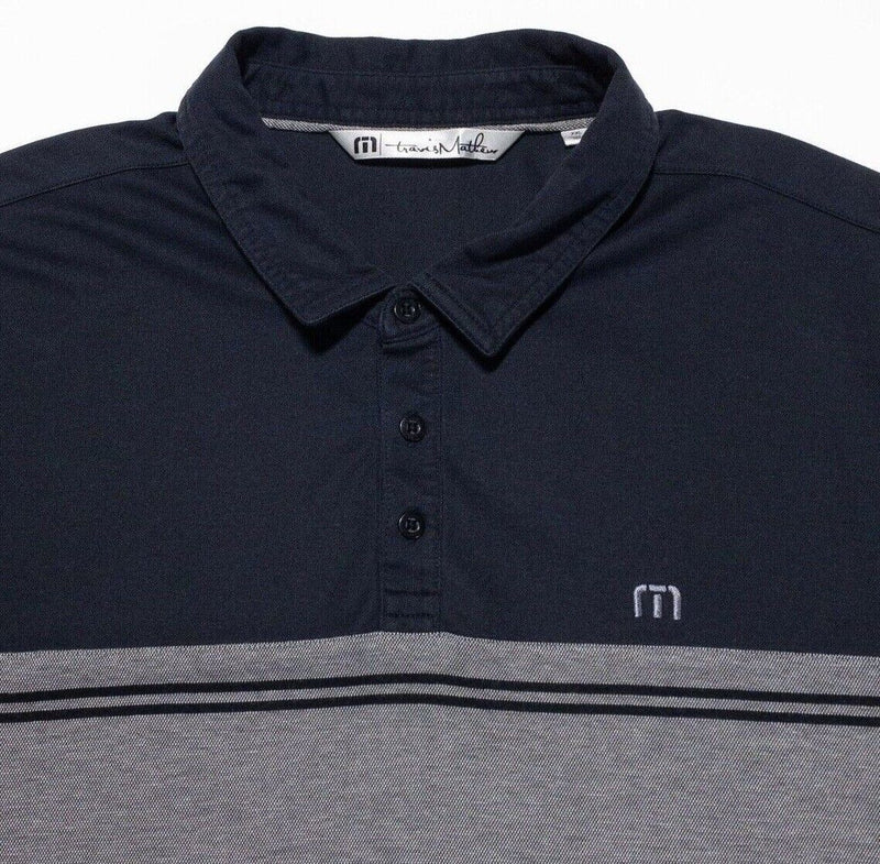Travis Mathew Polo 2XL Men's Golf Shirt Black Gray Striped Wicking Stretch