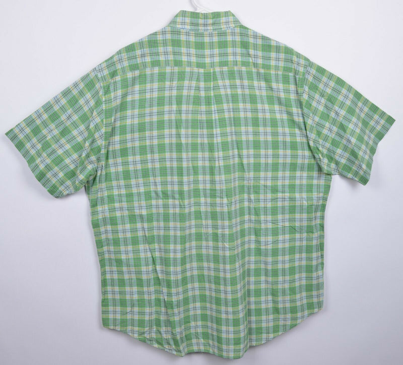 Brooks Brothers Men's XL Green Plaid Short Sleeve Button-Down Shirt