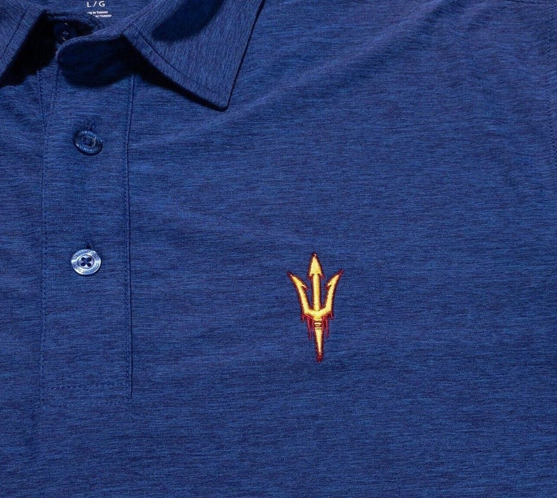ASU Golf Polo Large Men's Straight Down Arizona State Blue Wicking Polyester