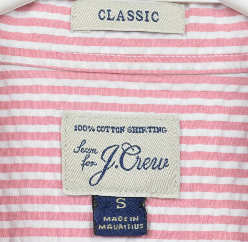 J. Crew Men's Small Seersucker Pink Pinstripe S/S Classic Button-Down Shirt