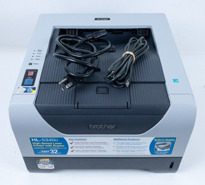 Brother HL-5340D Printer Duplex Workgroup Monochrome Laser Printer Tested