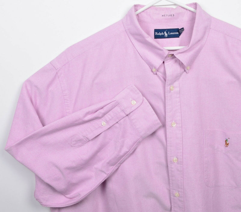 Polo Ralph Lauren Men's 3XB (3XL Big) Solid Pink Pony Oxford Button-Down Shirt